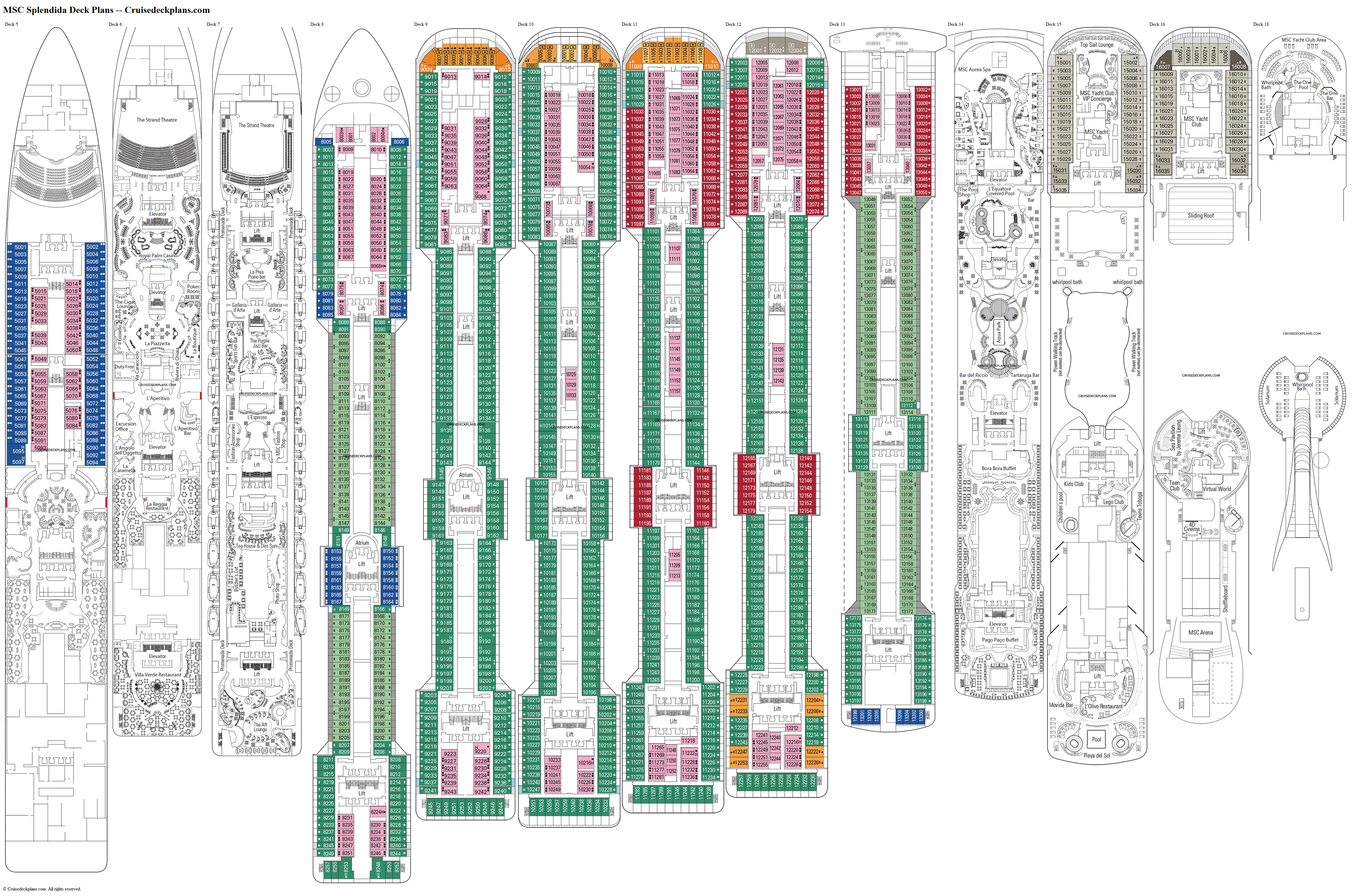 MSC Splendida Deck 13 Deck Plan Tour