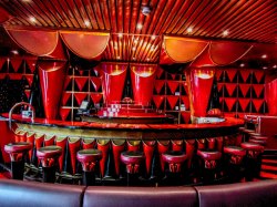 Carnival Victory Black & Red Seas Lounge picture Uploaded in 2018 Photo courtesy of Debra Gavazzi. Carnival Victory Black & Red Seas Lounge picture