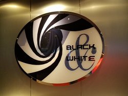 MSC Divina Black & White Lounge picture Uploaded in 2016 Photo courtesy of Meg Ryan. MSC Divina Black & White Lounge picture