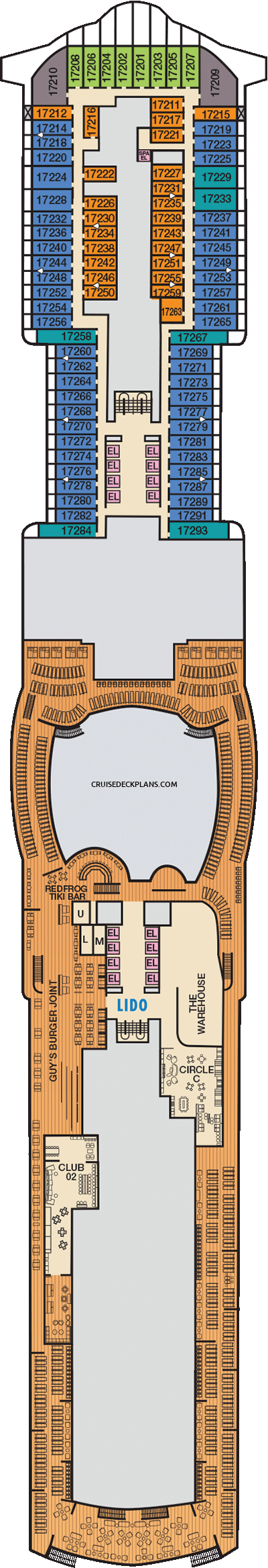 mardi gras cruise ship deck plan