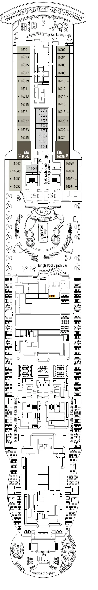 MSC Seascape Deck 16 Deck 16 Plan Cruisedeckplans