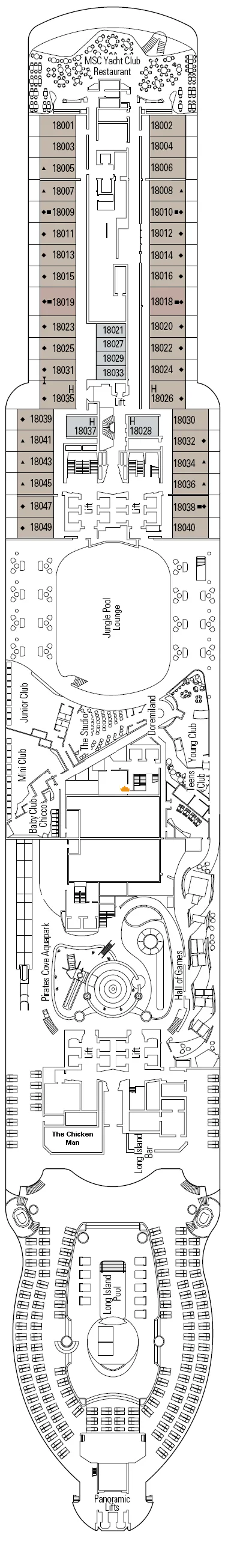 MSC Seashore Deck 18 Deck 18 Plan Cruisedeckplans