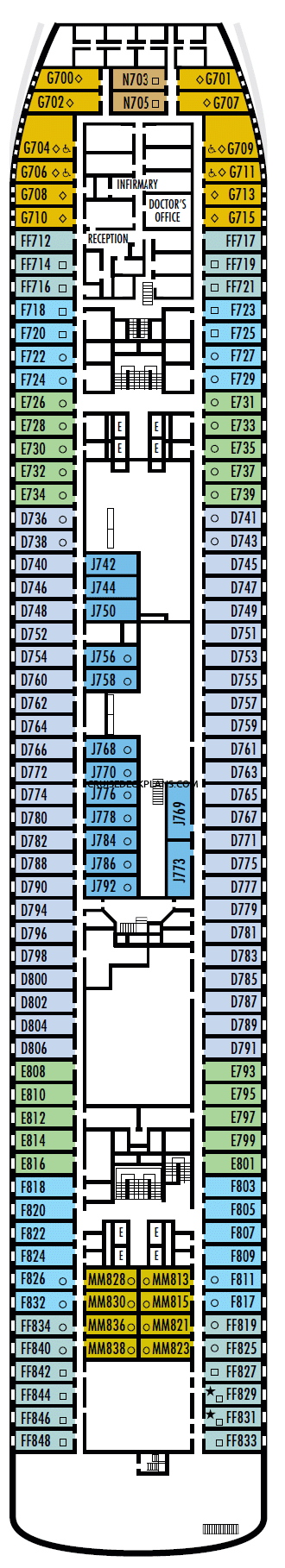 What is the deck plan for the Veendam cruise ship?