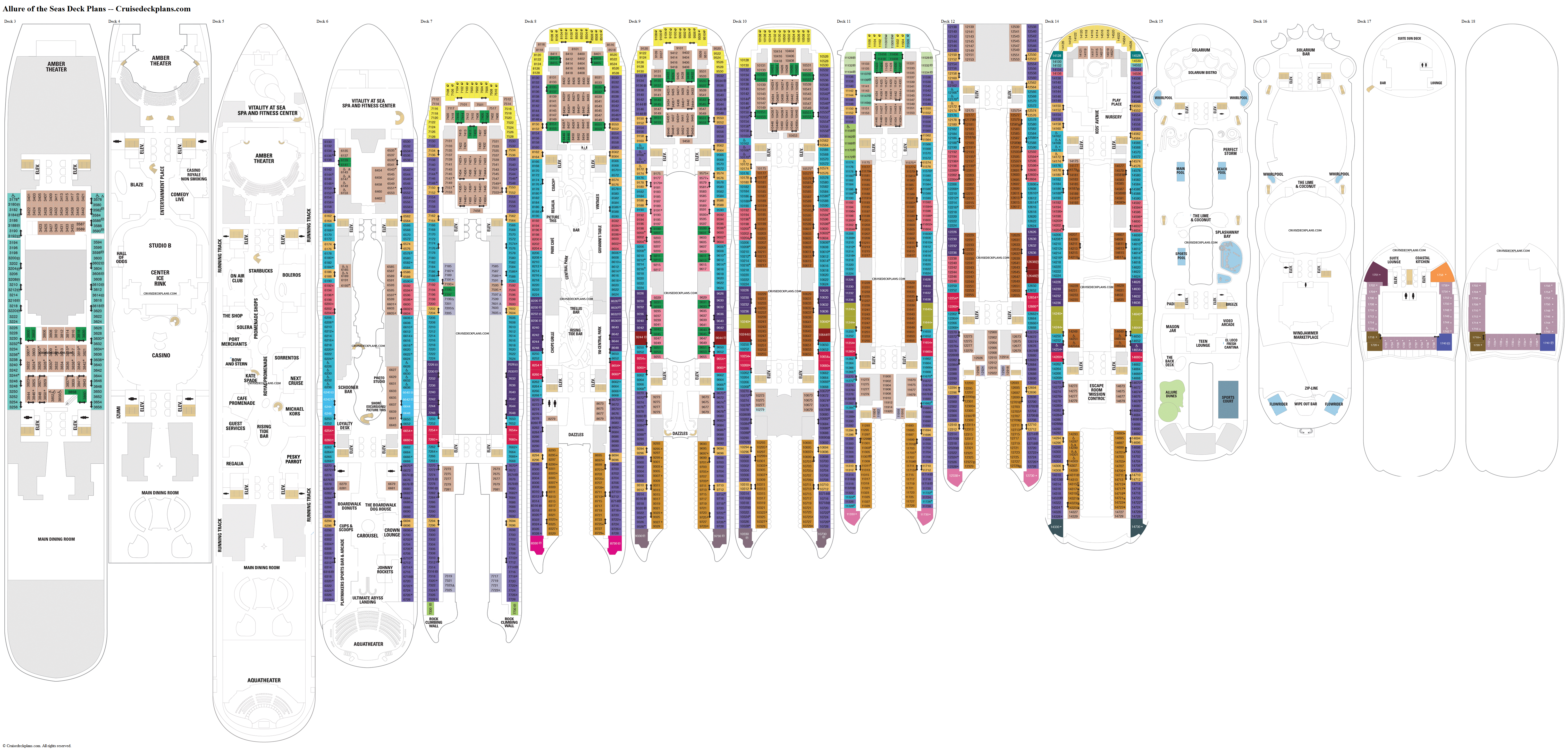 map of allure of the seas Allure Of The Seas Deck 9 Deck Plan Tour map of allure of the seas