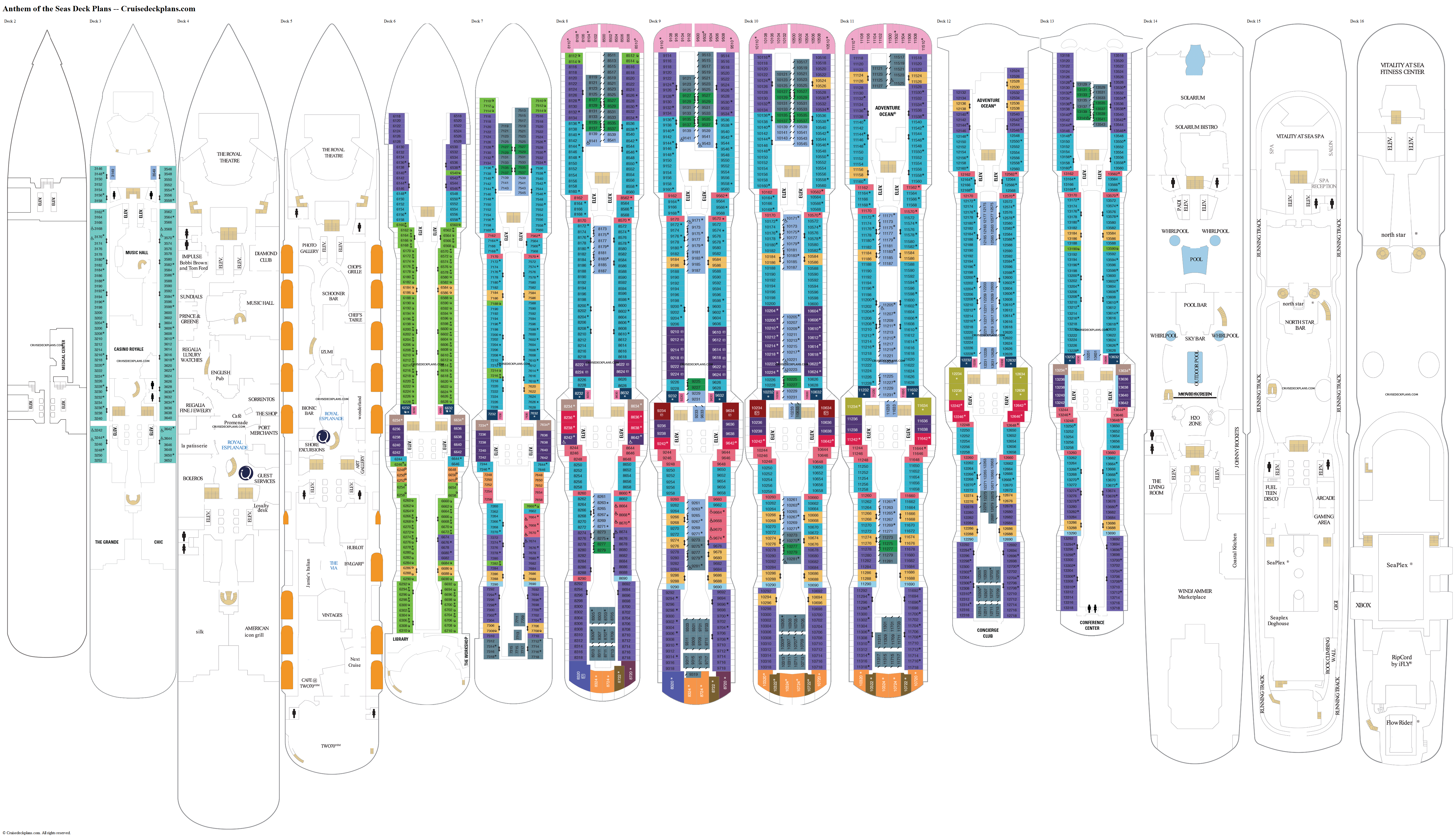 Anthem of the Seas Deck 9 Deck Plan Tour