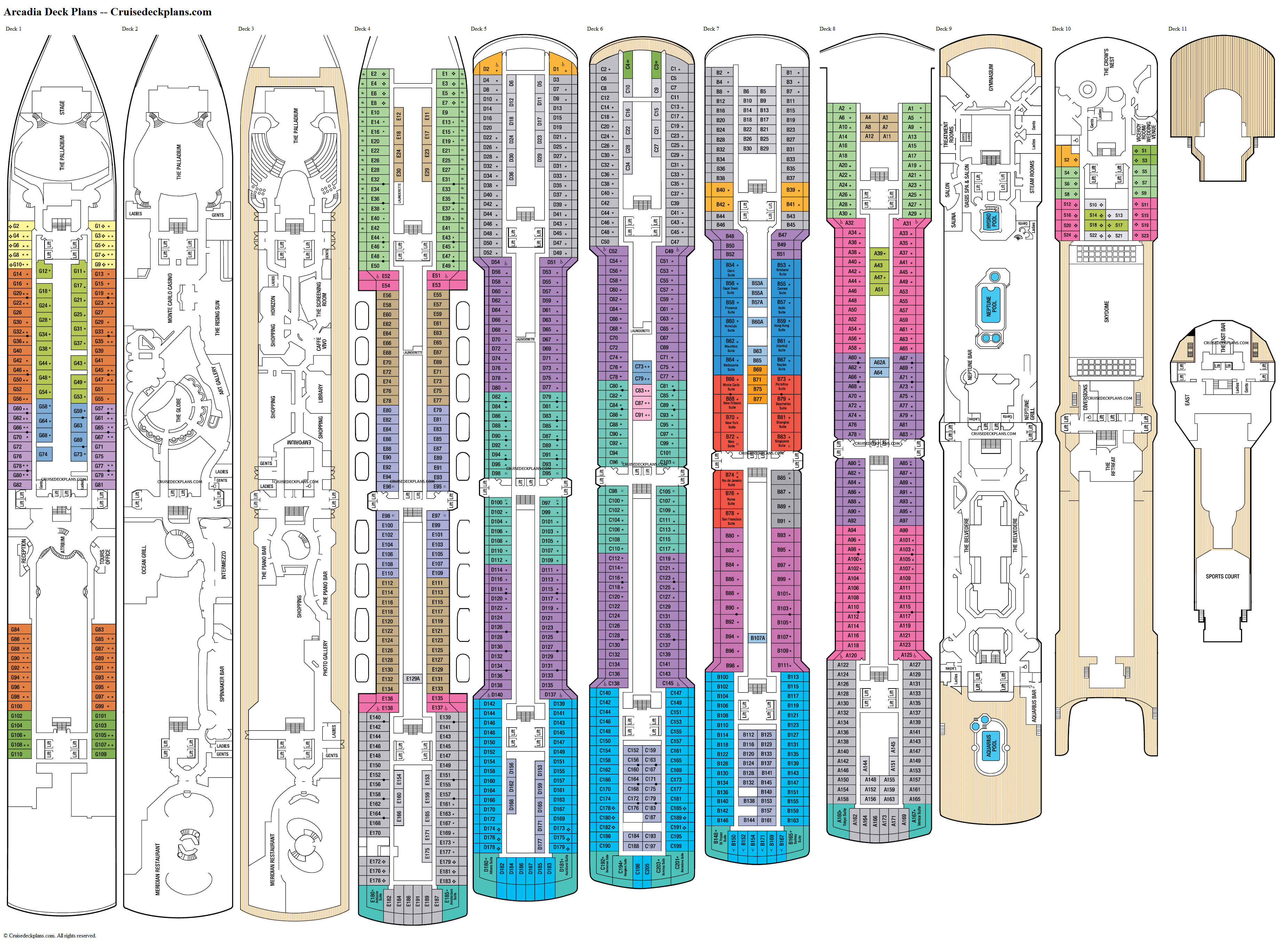 p and o cruise ship map