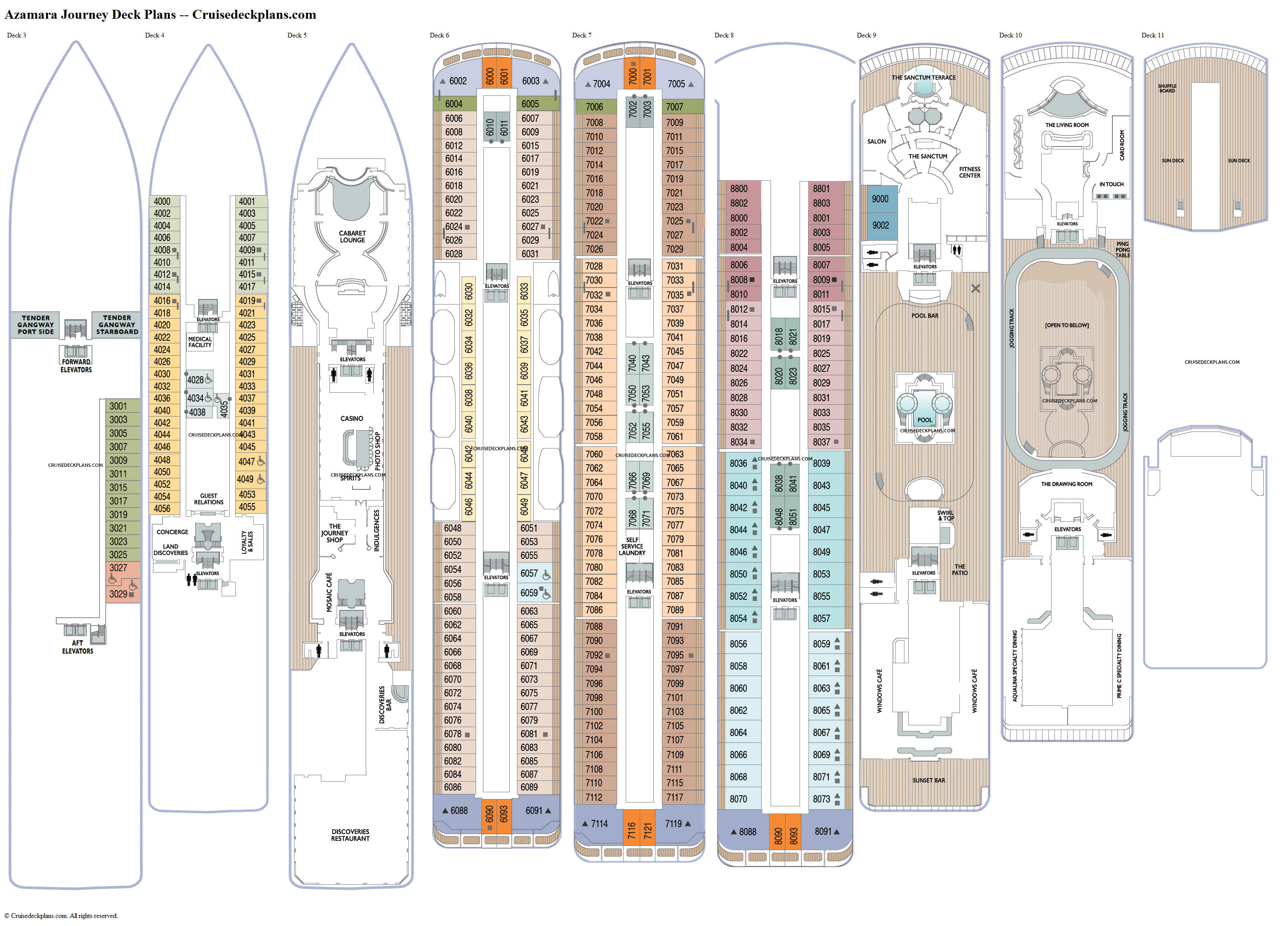 Azamara Journey deck plan ile ilgili görsel sonucu