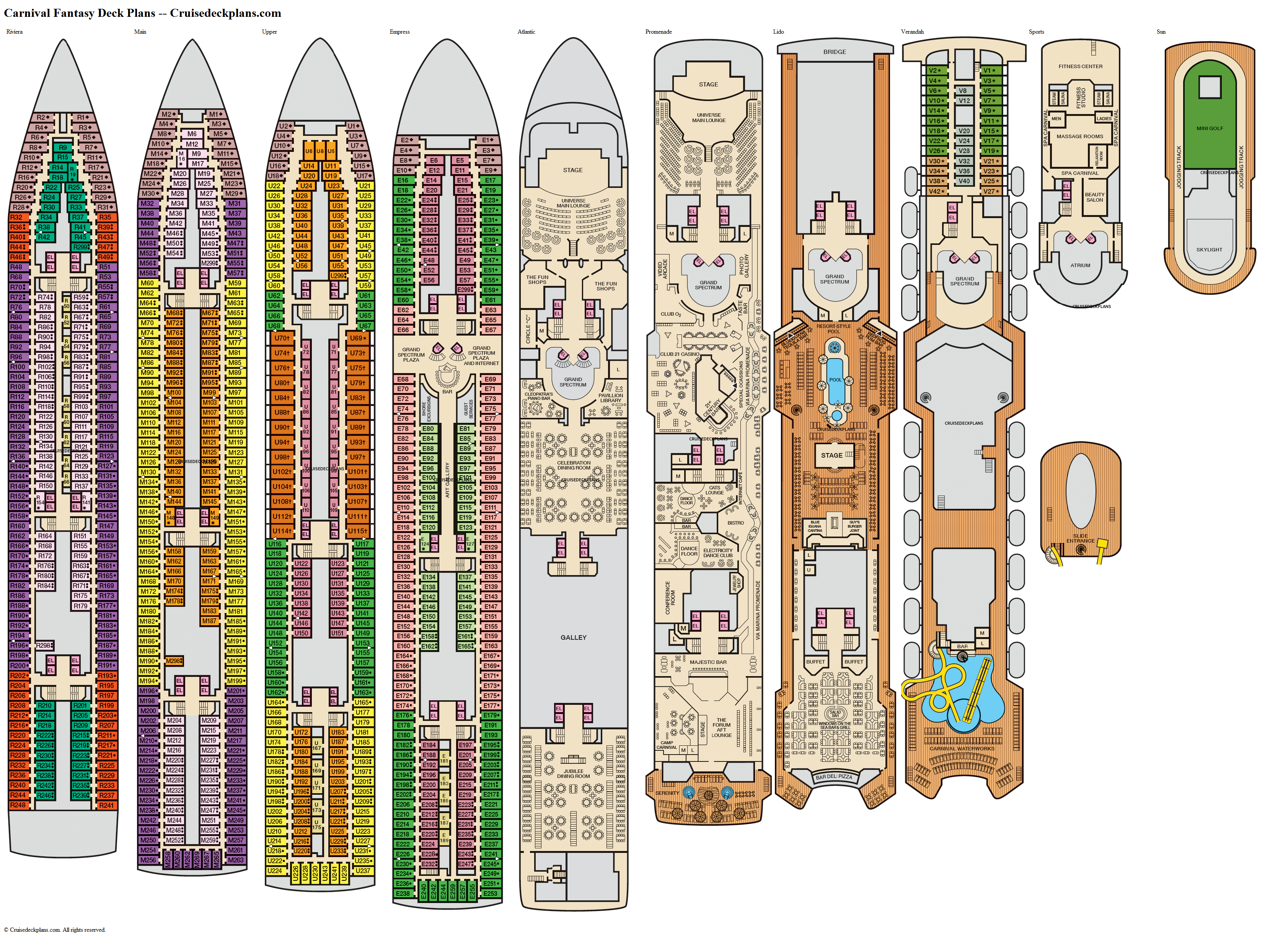 Carnival Fantasy Riviera Deck Plan Tour