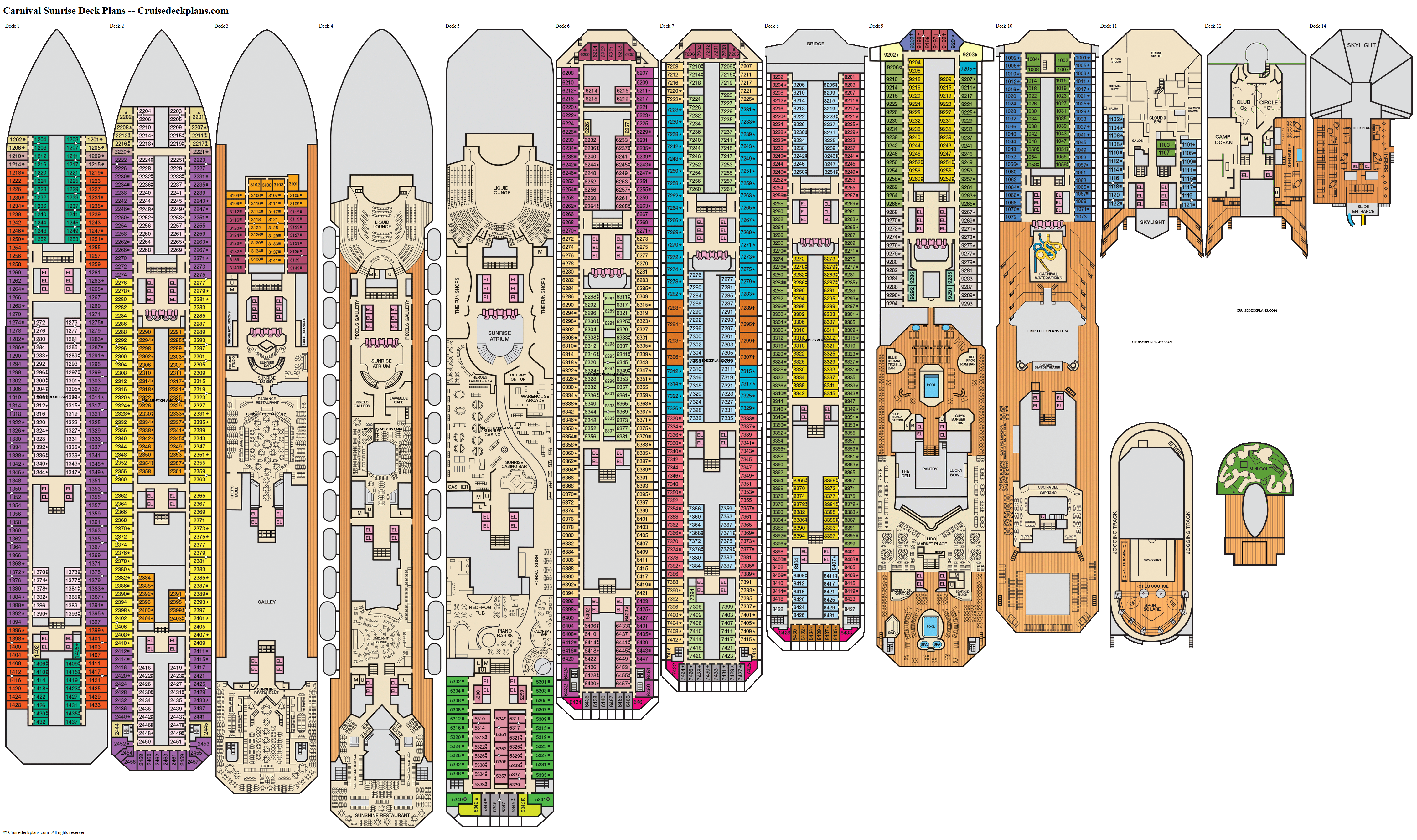 carnival cruise sunrise deck plans