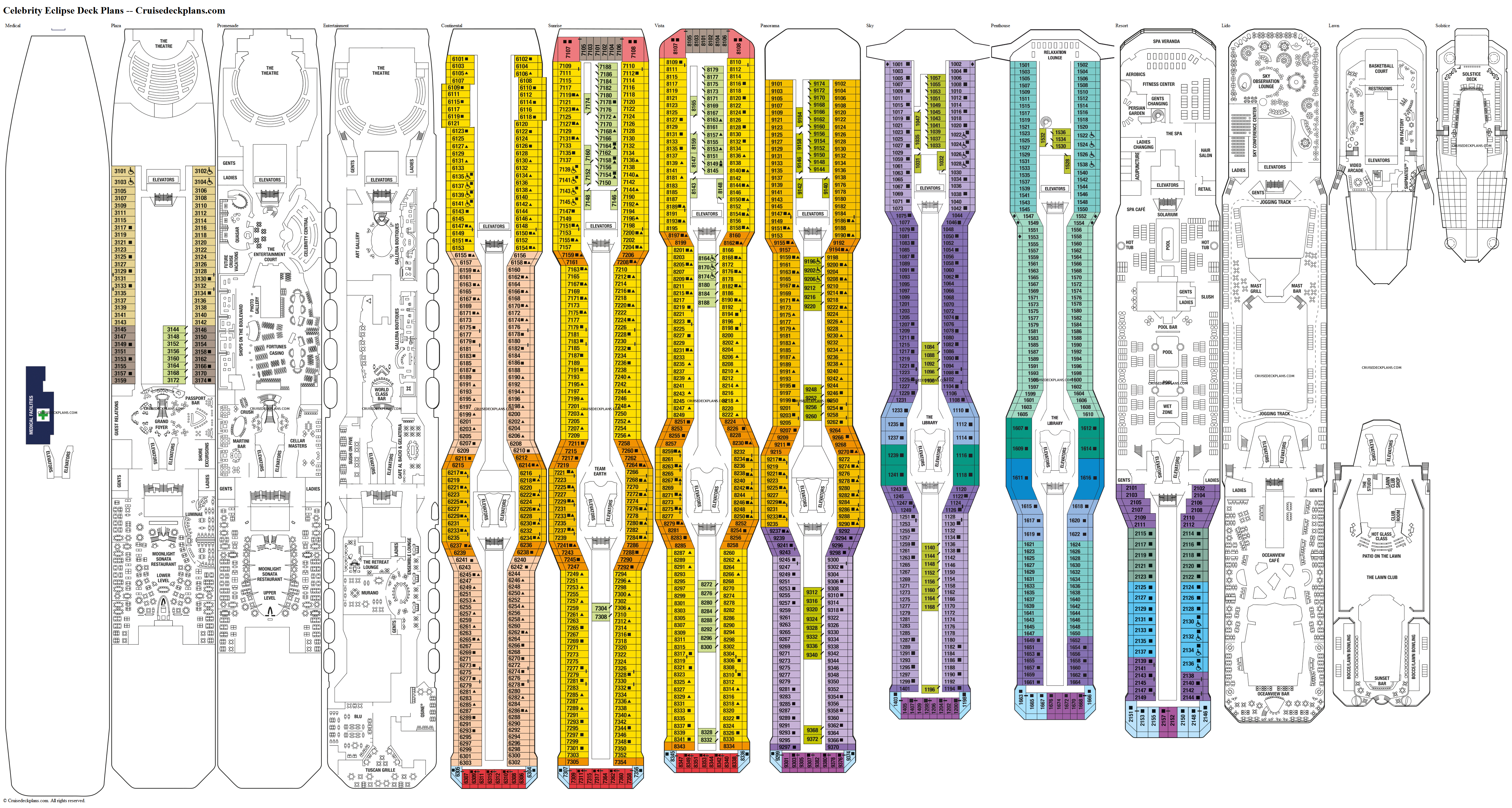 celebrity eclipse cruise ship deck plans