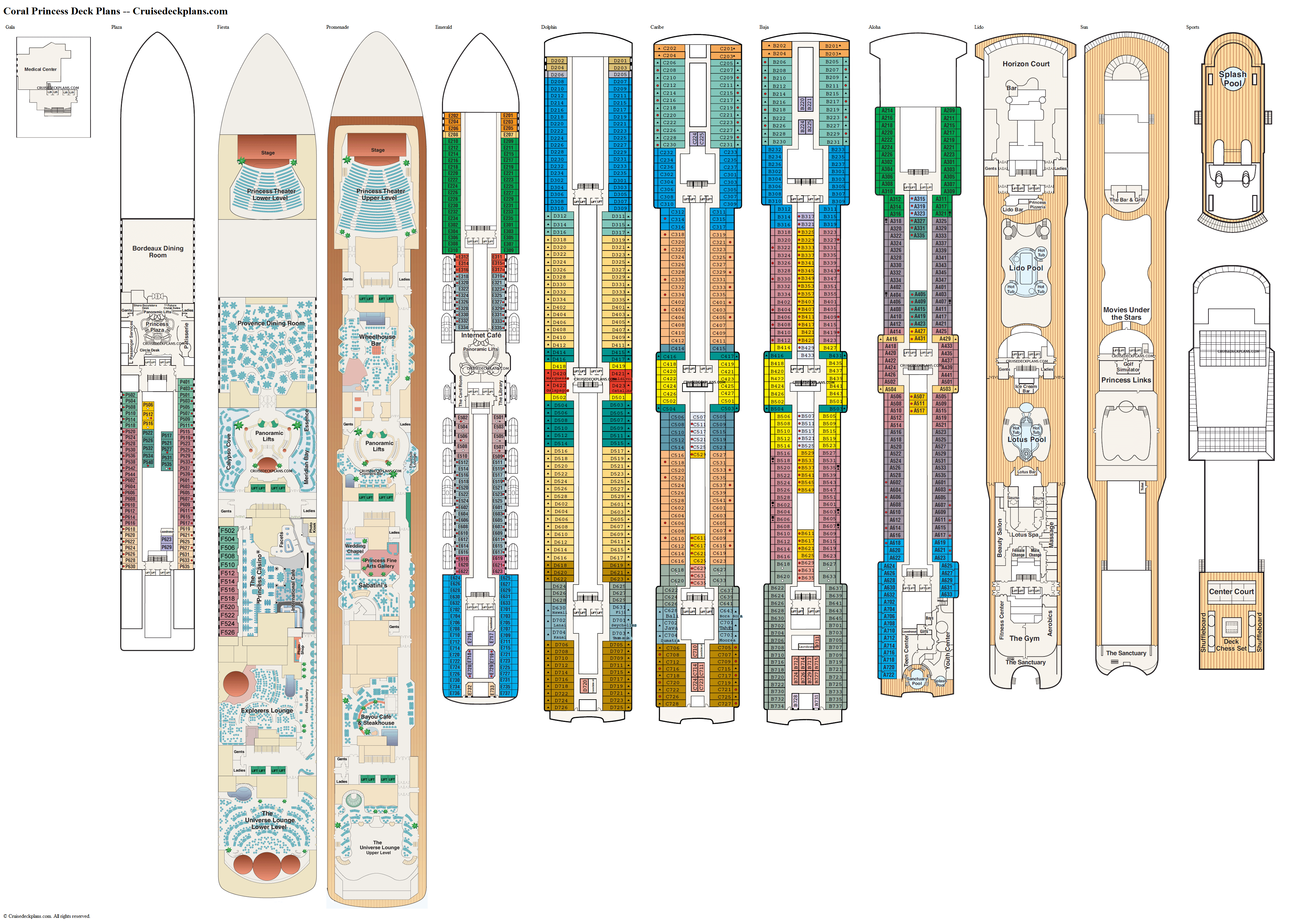 cruise ship crown princess deck plans