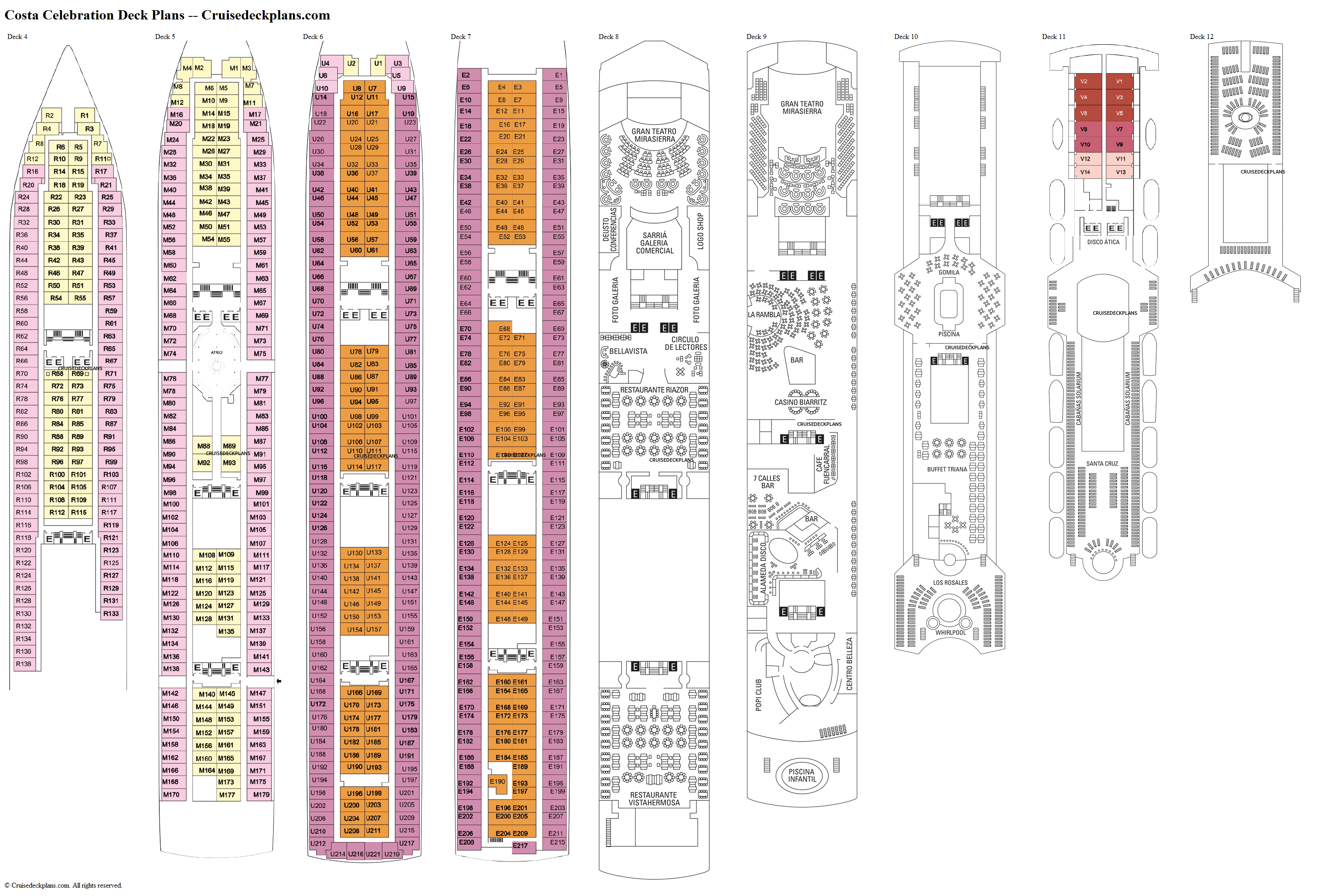 Costa Celebration Deck 10 Deck Plan Tour