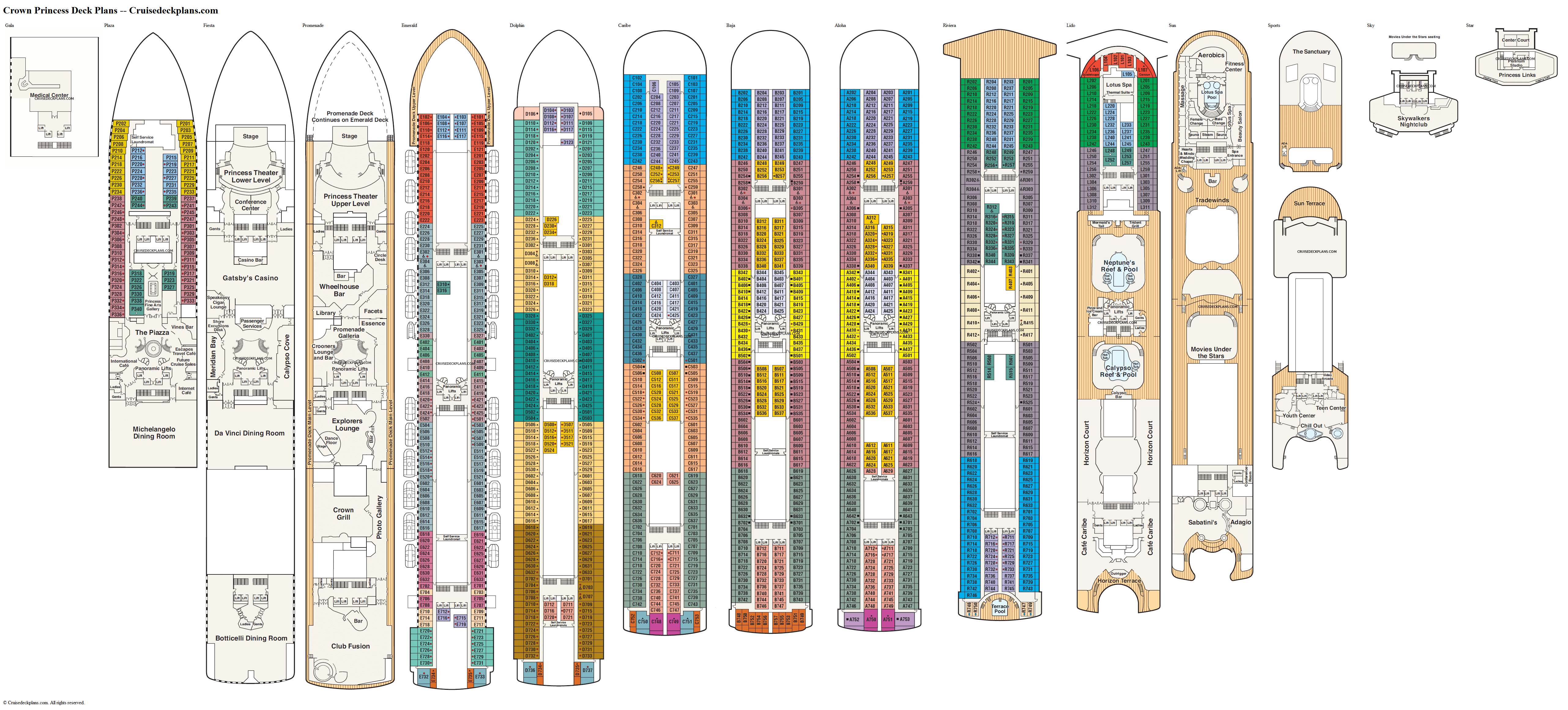 crown princess cruises deck plans