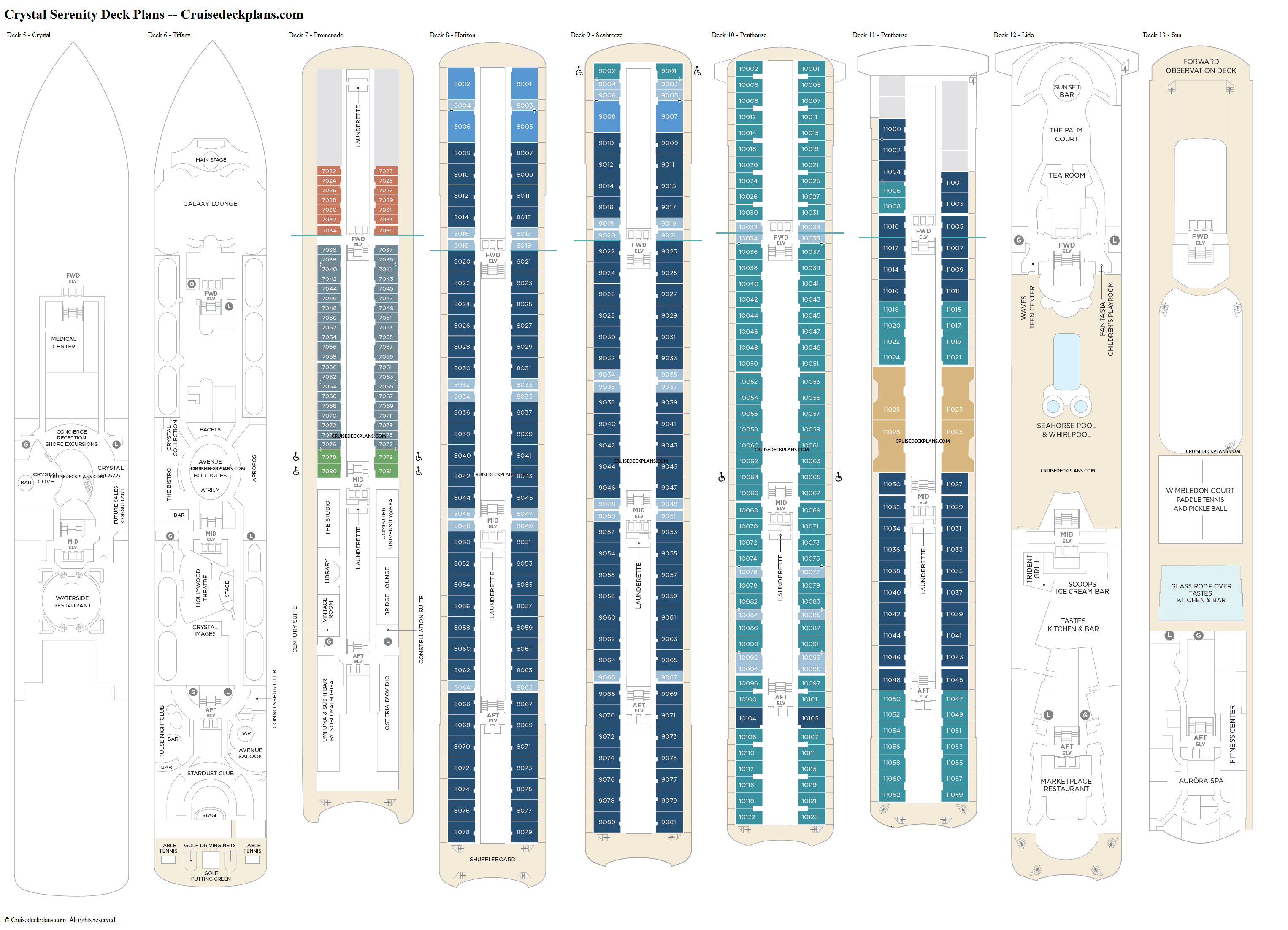 Crystal Serenity Deck 9 Seabreeze Deck Plan Tour