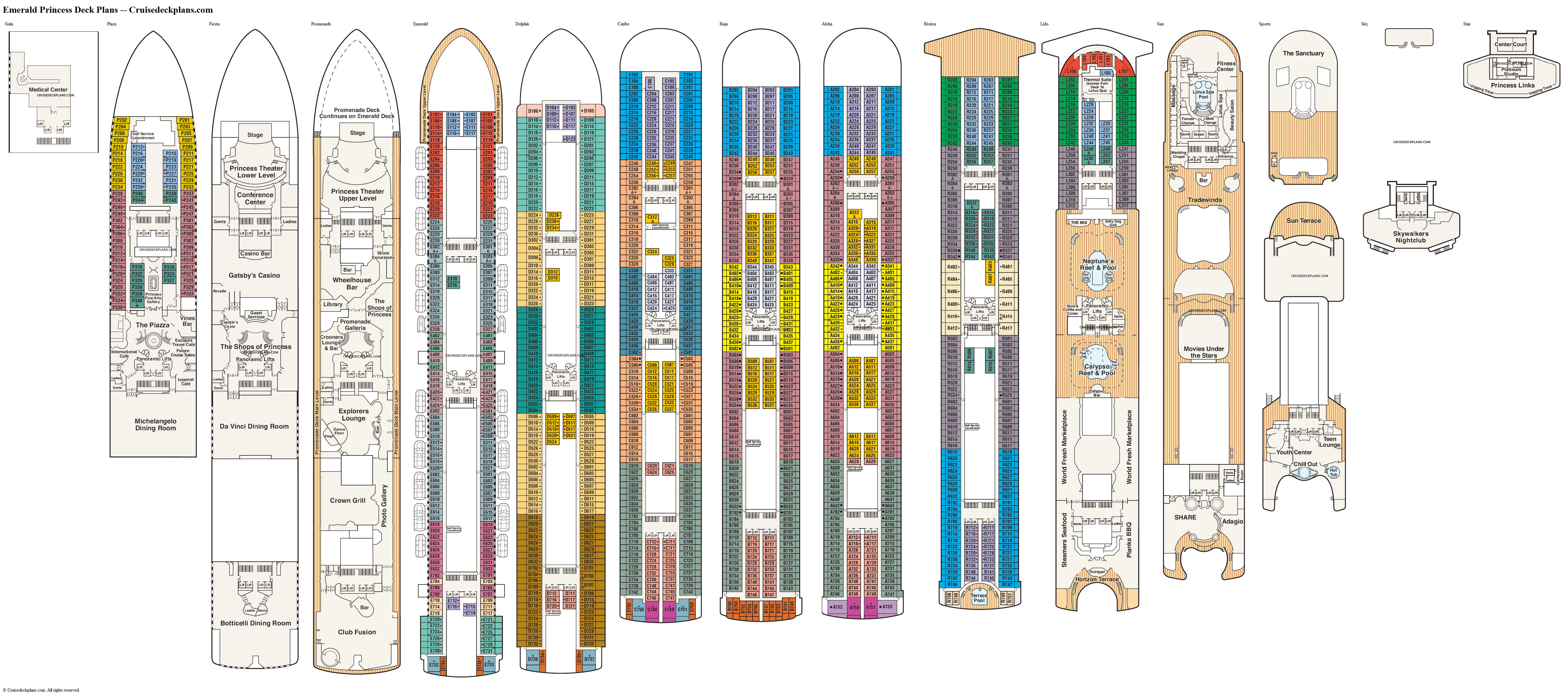 princess cruise ship emerald deck plan