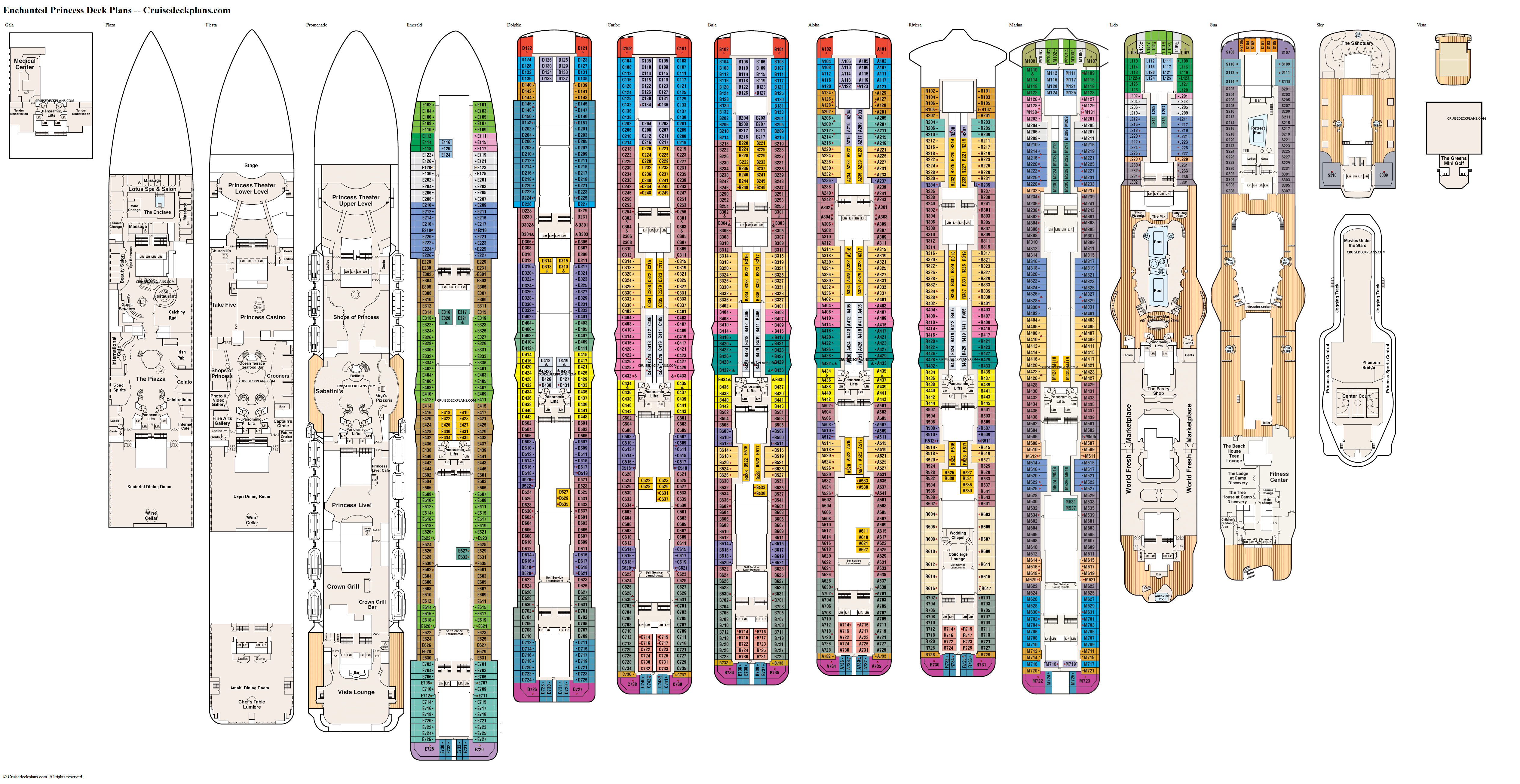 princess cruises enchanted princess deck plan