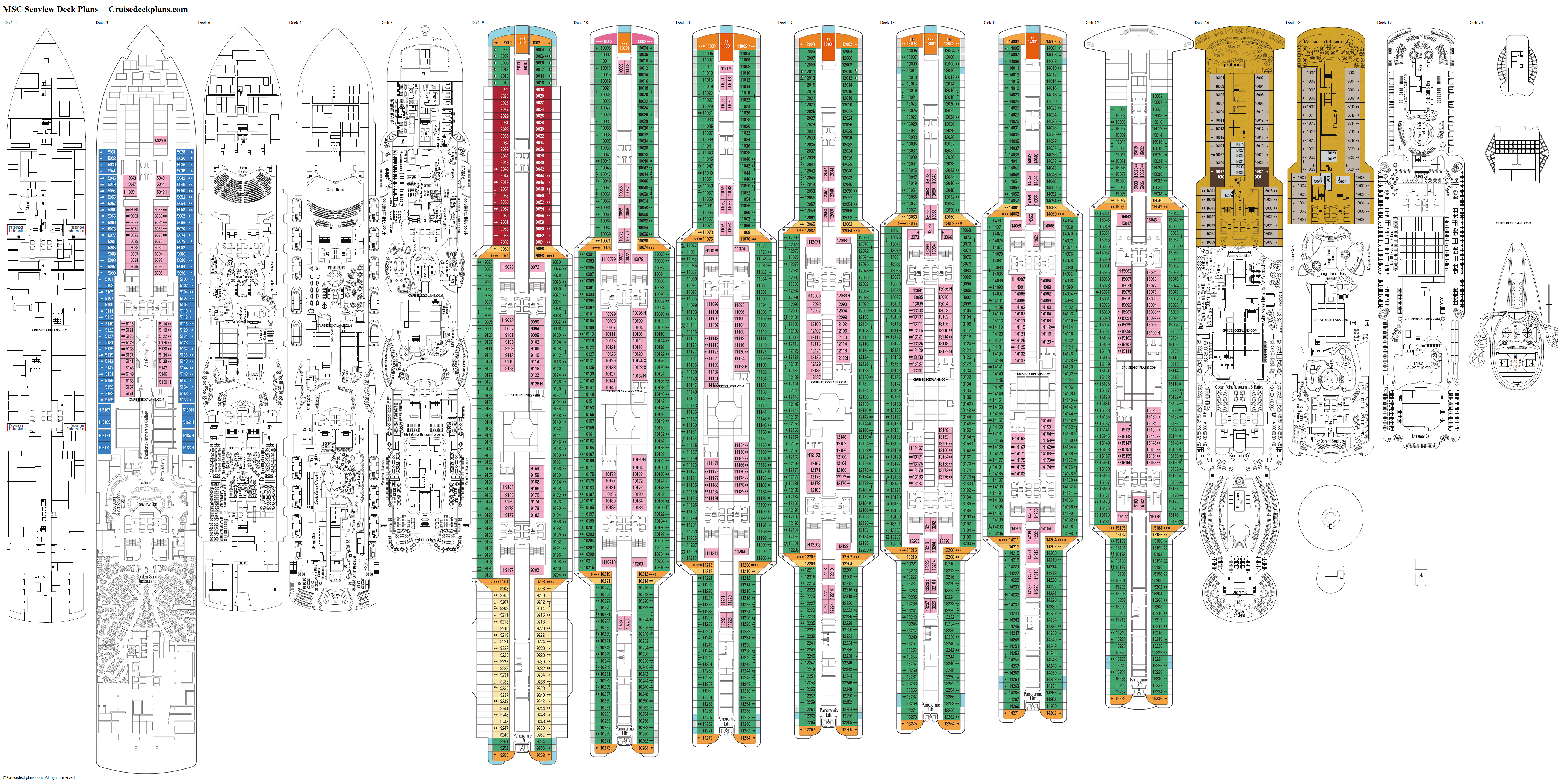 msc cruise ship seascape deck plan