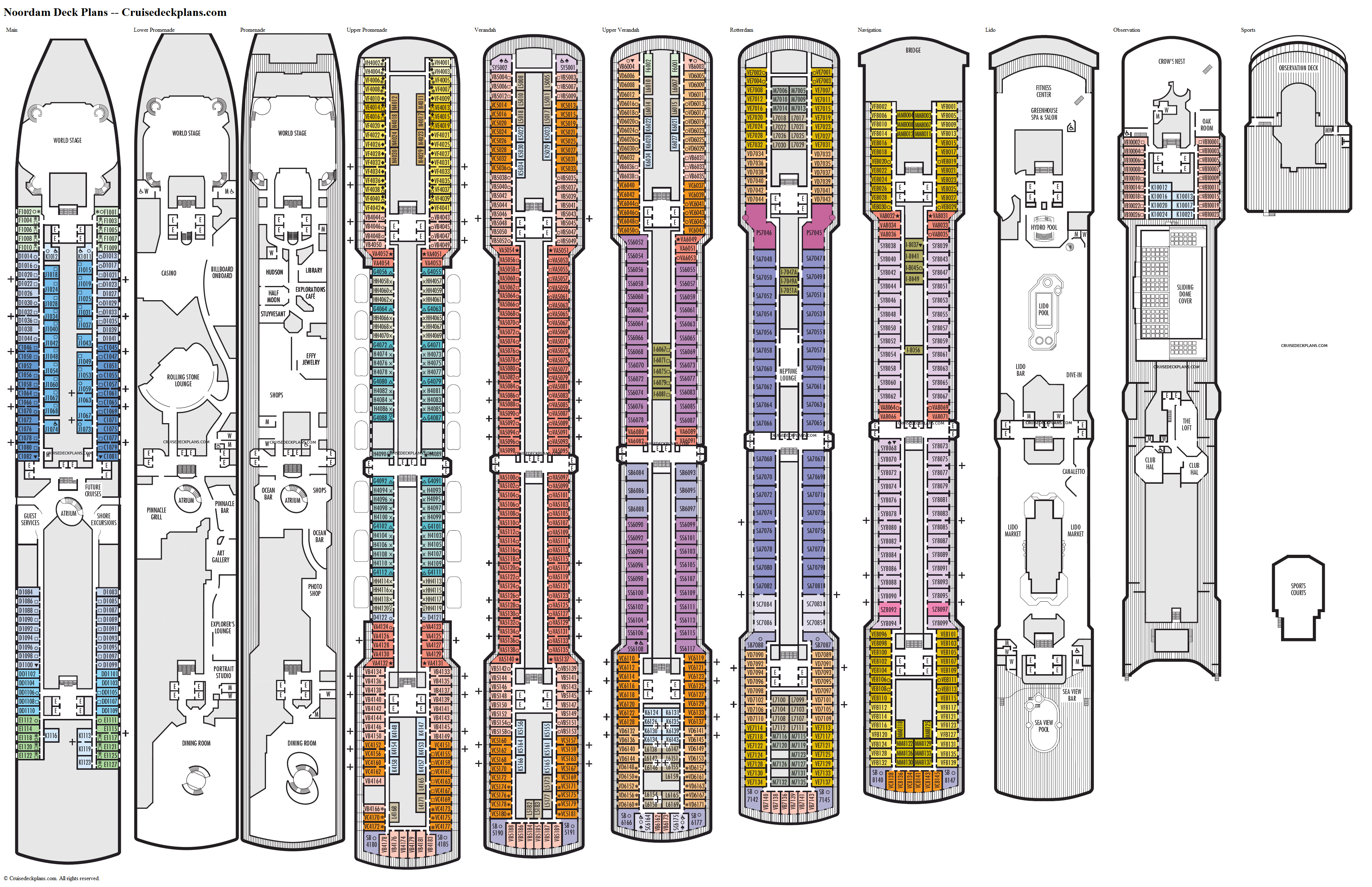 Noordam Navigation Deck Plan Tour