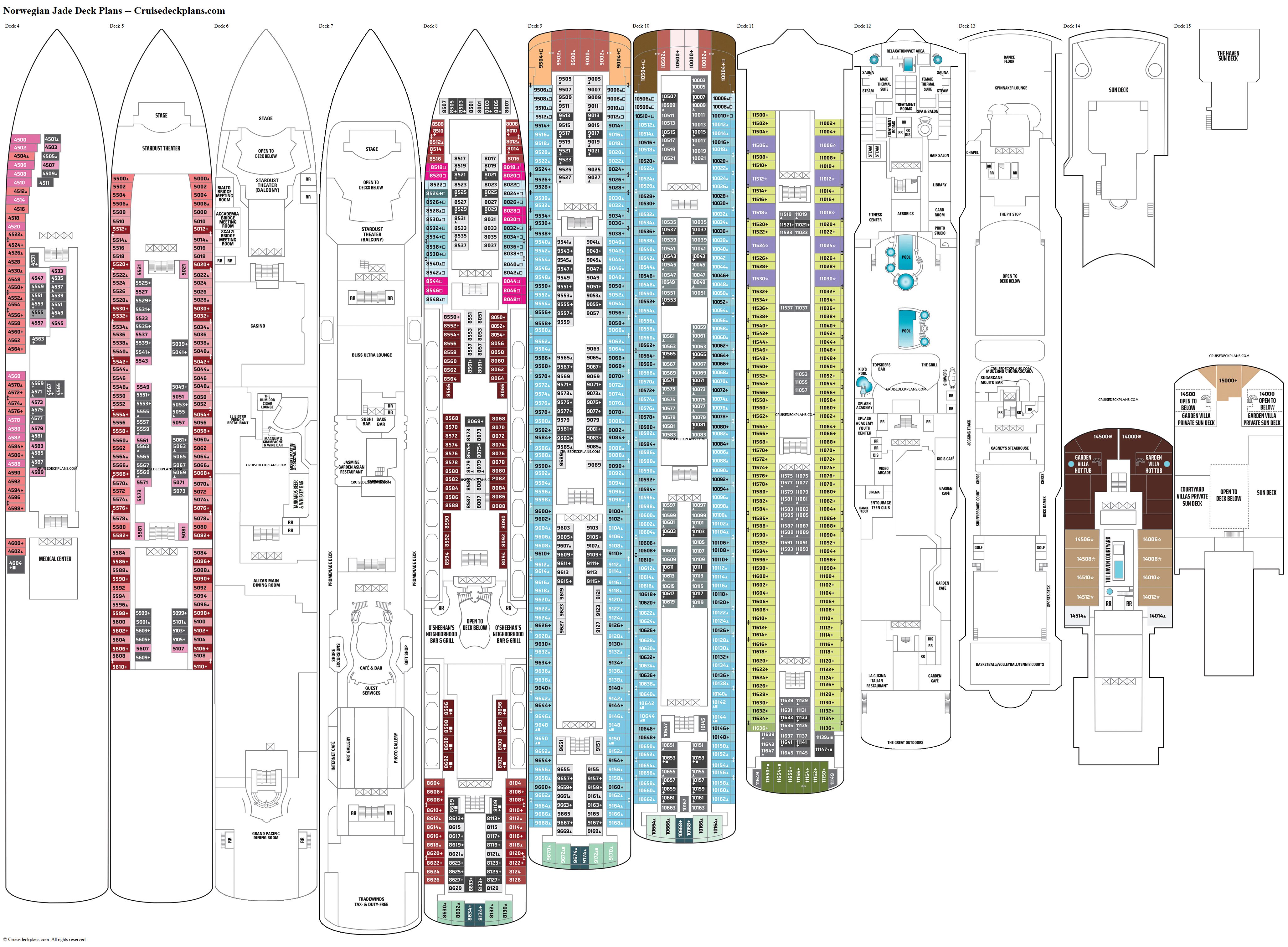 Norwegian Jade Deck 15 Deck Plan Tour