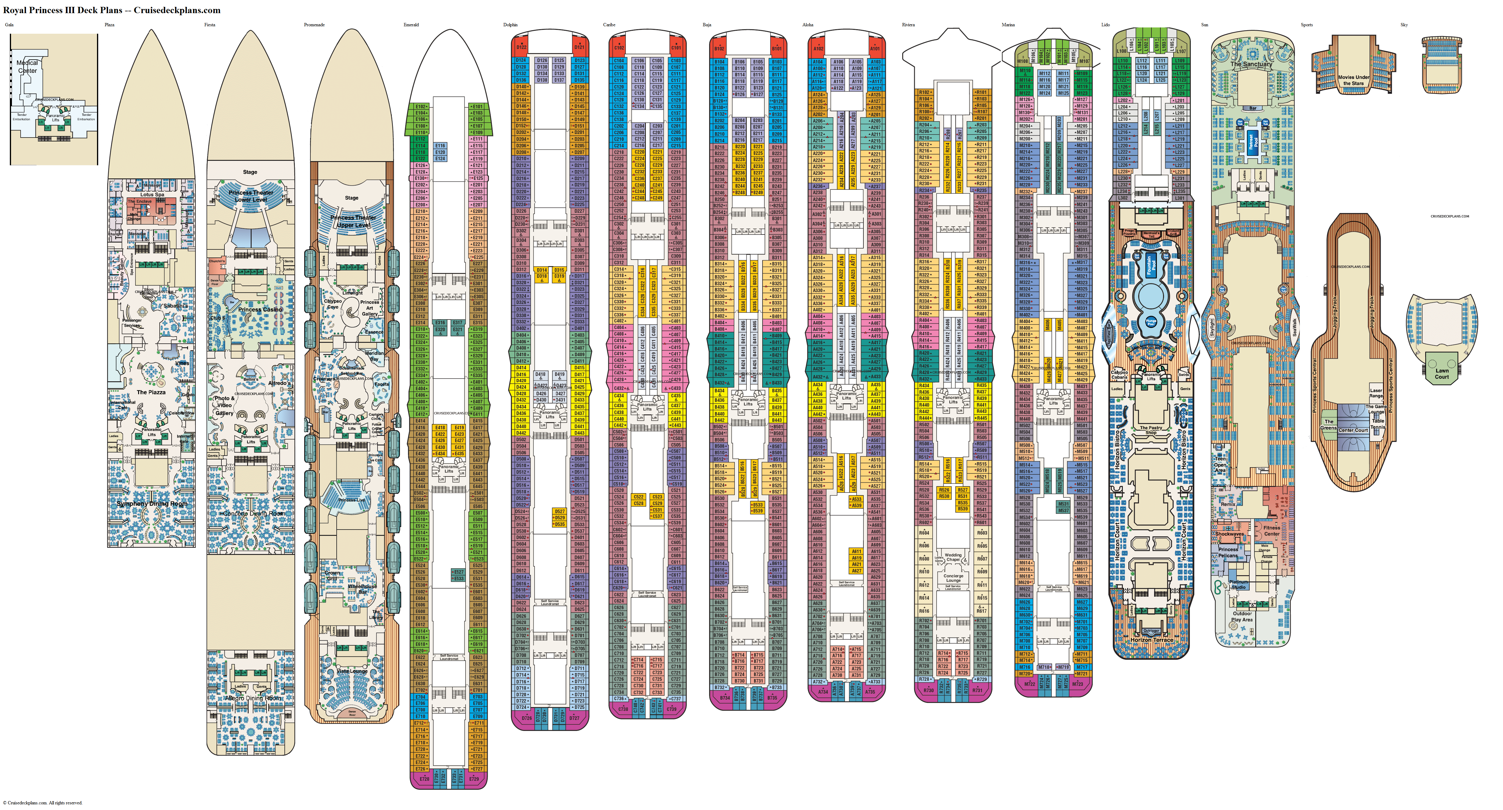 cruise deck plans princess