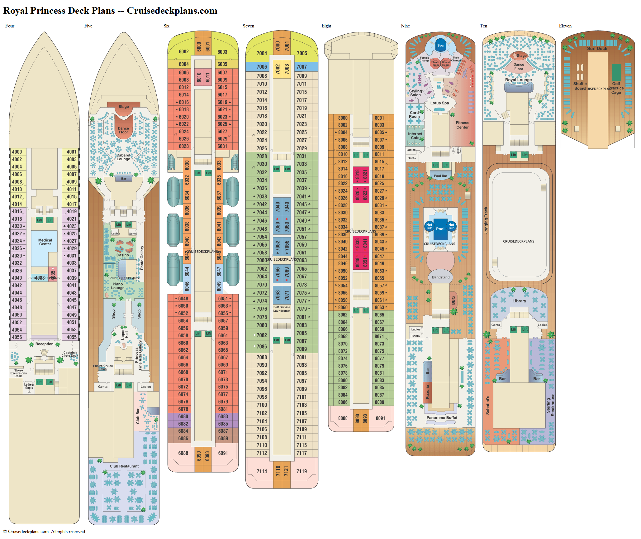 deck plans for princess cruise ships