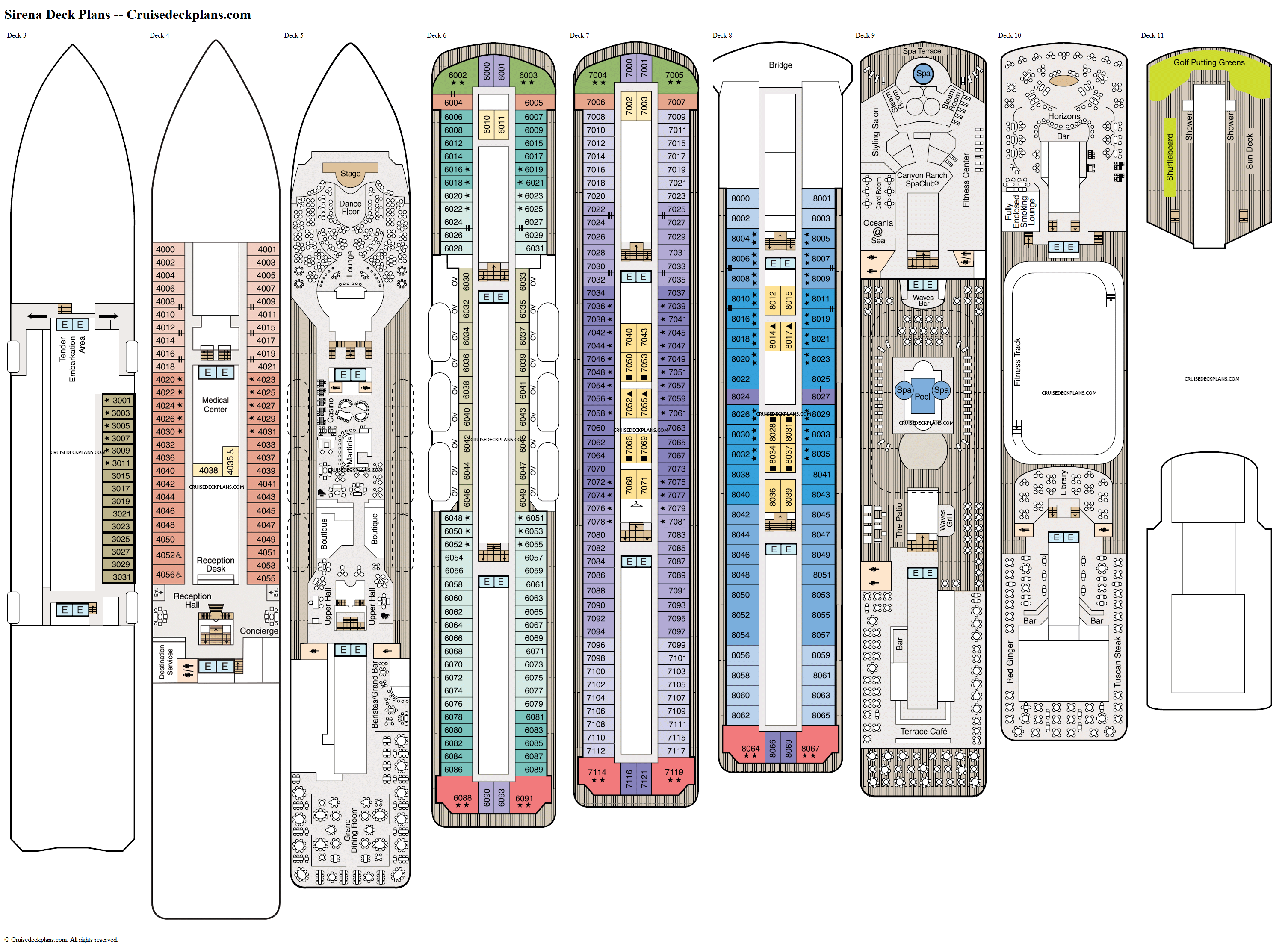 Oceania Sirena DECK PLAN ile ilgili görsel sonucu