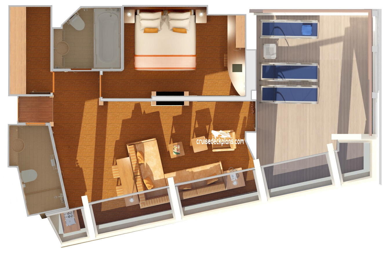 Carnival Valor Deluxe Penthouse Suite cabin floor plan