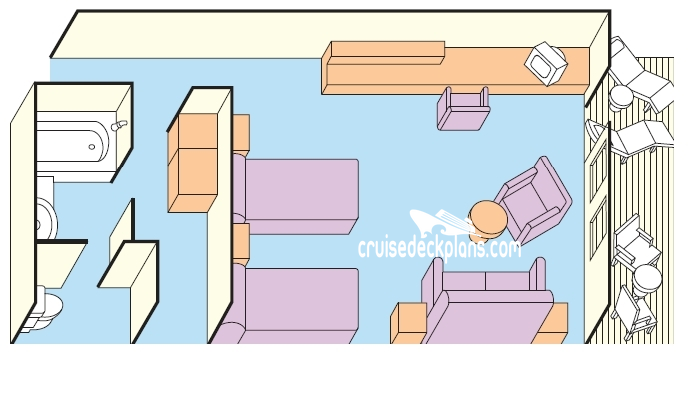 Pacific Pearl Mini-Suite cabin floor plan Pacific Pearl Mini-Suite cabin floor plan