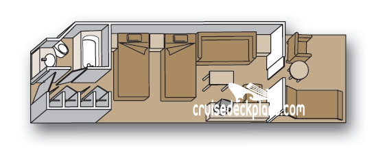Ryndam-3 Verandah Suite cabin floor plan Ryndam-3 Verandah Suite cabin floor plan