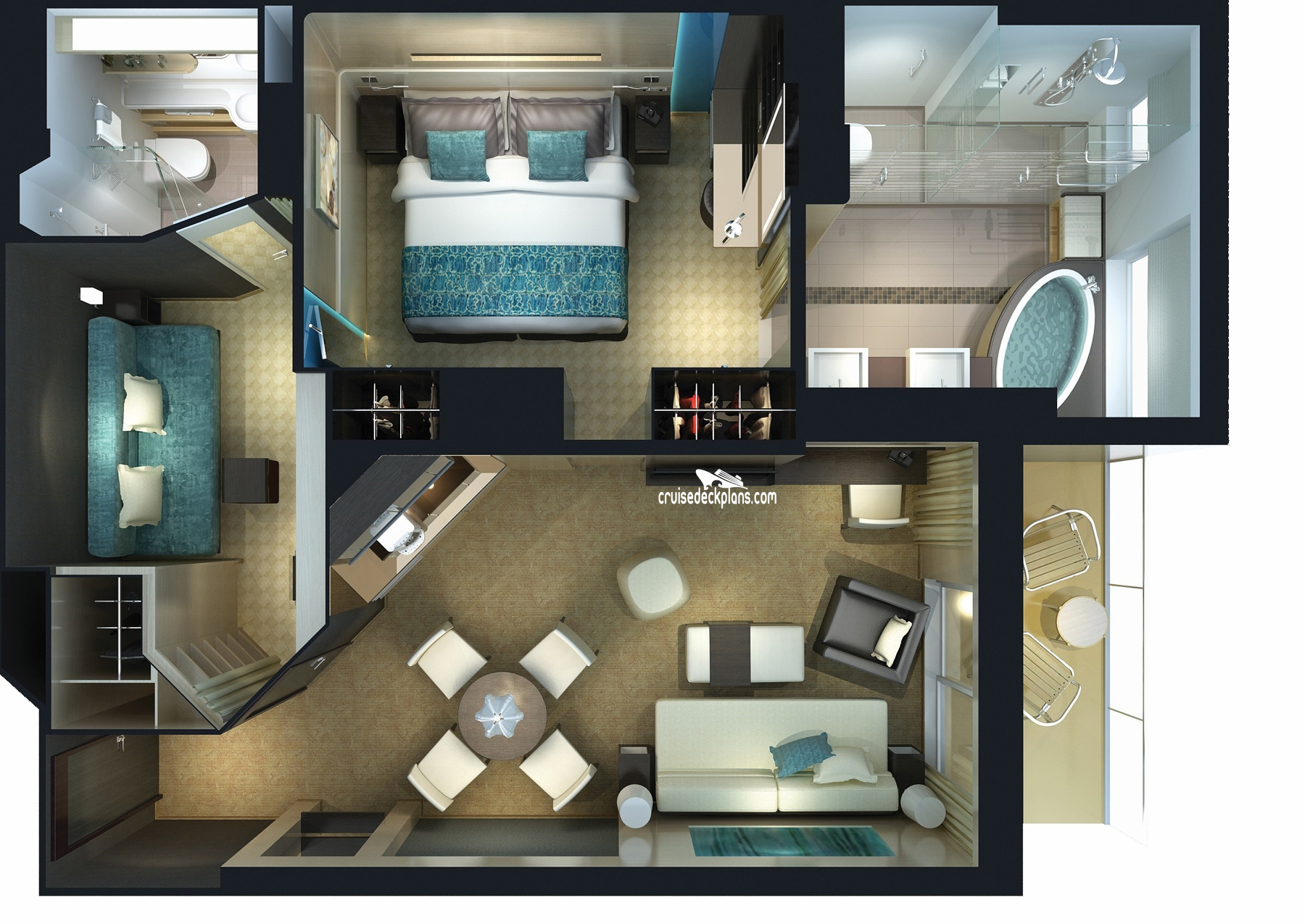 Norwegian Getaway 2-Bedroom Family Villa cabin floor plan