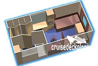 Vision of the Seas Oceanview cabin floor plan