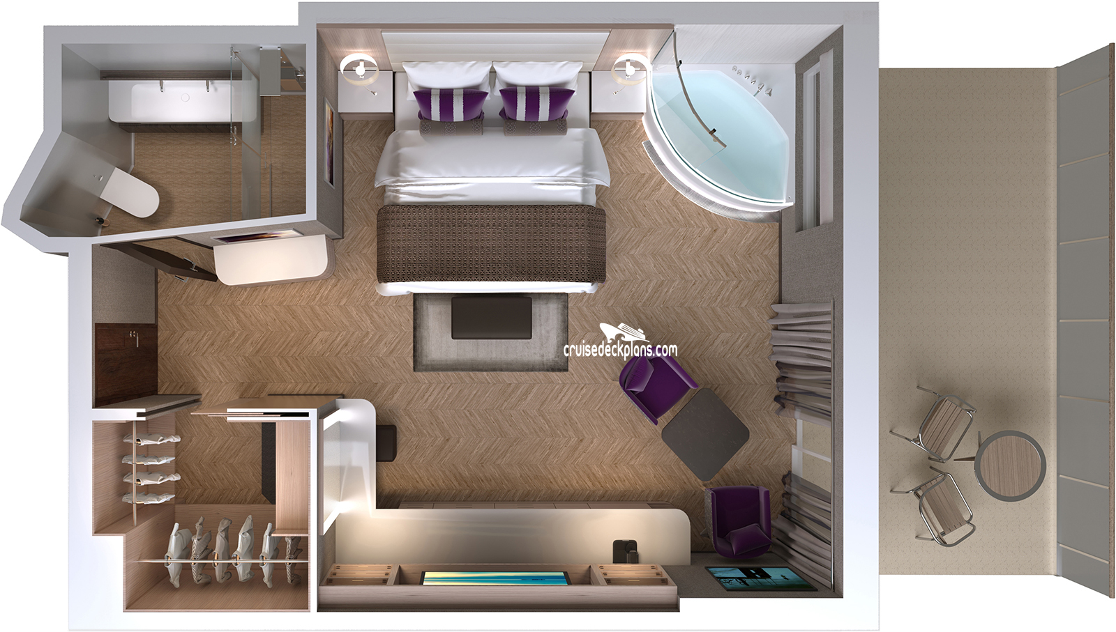 Norwegian Encore Spa Suite cabin floor plan