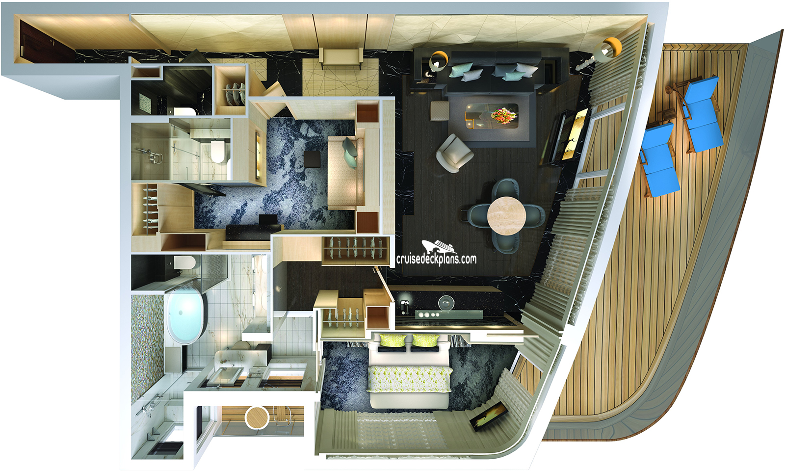 Norwegian Joy Deluxe Owners Suite cabin floor plan