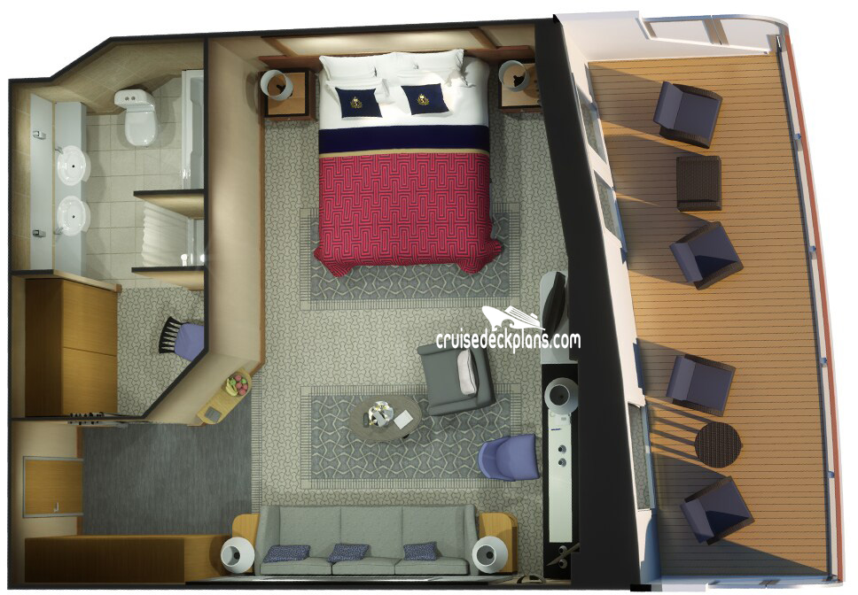 Queen Victoria Queens Suite cabin floor plan