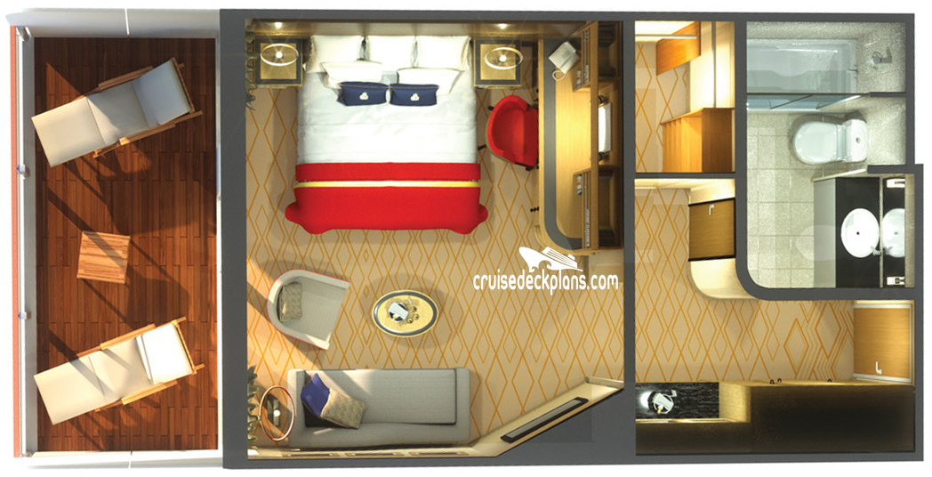 Queen Mary Princess Suite cabin floor plan