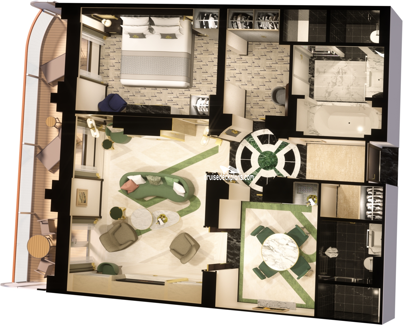 Queen Anne Master cabin floor plan