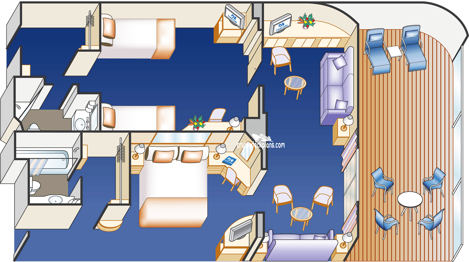 Sapphire Princess Family Suite Balcony cabin floor plan
