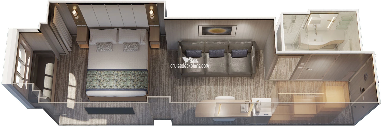 Sun Princess Oceanview cabin floor plan